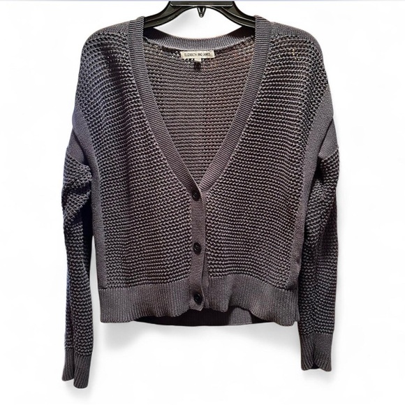 Elizabeth and James Sweaters - Elizabeth and James Blue knit Cotton Cropped Cardigan Sweater Button size Medium